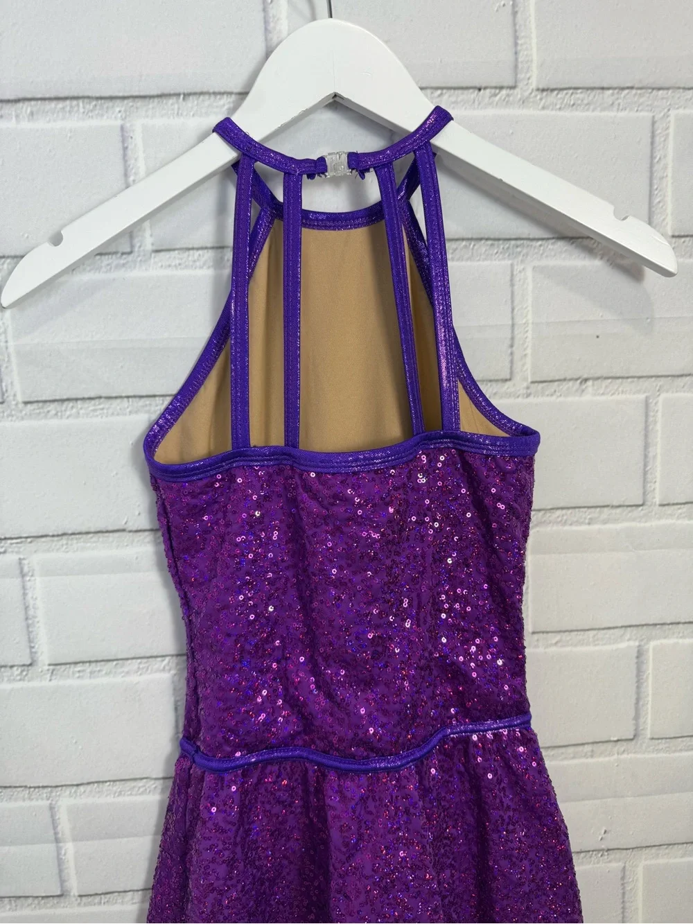 Girls Purple Sequin Dance Performance Dress Costume